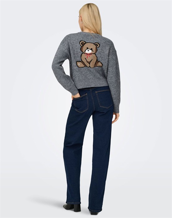 Only - ONLTeddy LS Cardigan Strik - Medium Grey Melange